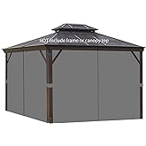 homegroove Gazebo Curtains Outdoor Waterproof 10 * 10ft, Privacy Curtains 4-Panels, Gazebo Replacement Curtain with Zipper for Garden, Patio, Yard (Only Curtains) Gray