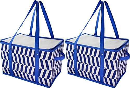 Virtual Elements Set of Two Large Insulated and Collapsible Reusable Grocery Bags