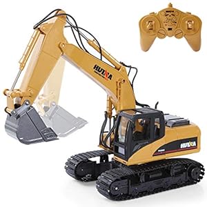 RC Excavator Construction Tractor, 15 Channel 2.4G Construction Vehicle Digger Electronics Hobby Toys with Sound and Lights for Kids Boys Child