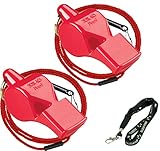 Fox 40 Pearl Safety Whistle Outdoor Survival Marine with Breakaway Lanyard (2x) Bundle with Koala Safety Lanyard - Red