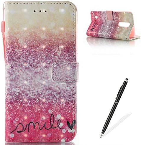 MAGQI For LG Stylus 2(LS775) Cover Luxury PU Leather Wallet Flip Notebook Style Case with Unique 3D Effect Card Slots Magnetic Closure Stand Function Full Body Protective-Pink Sand