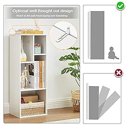 VECELO 3-Tier Small Bookcase, 4 Cube Bookshelf with
