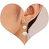 Andelaisi Boho Long Pearl Earrings Gold Rhinestone Pearl Earrings Retro Pearl Dangling Dangle Earrings Handmade Baroque Pearl Earrings Jewelry for Women