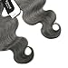 BQ HAIR Dark Root Ombre Grey Brazilian Wave Human Hair 3 Bundles with 4x4 Free Part Swiss Lace Closure - 100% Brazilian Virgin Raw Human Hair Weave Extensions（18