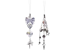 Homvog 1-4PCS Cute Phone Charms Aesthetic Y2K Cell Phone Charms Strap Strawberry Butterfly Star Phone Charm Y2K Accessories for Phone Bag Keychain Airpods Camera Pendants Decor