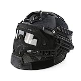 Simways PJ Type FAST Molle Tactical Helmet Combined With Full Mask and Goggles for Airsoft Paintball CS and Other Outdoor Activities Free Size (Typhon)