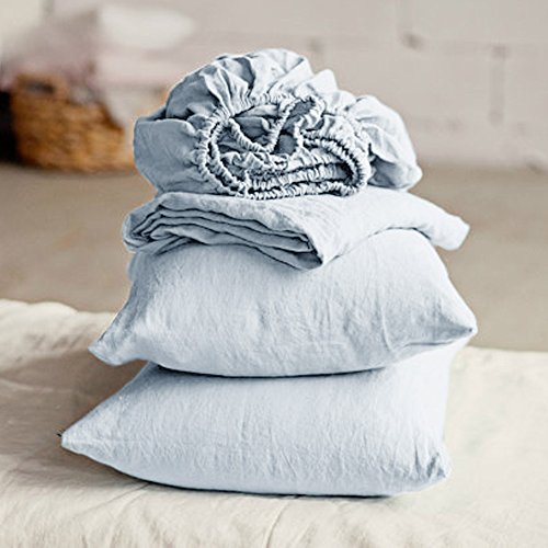 Lausonhouse 100% Pure French Linen Sheet Set,Luxurious Linen Bedding Set,Deep Pocket,4 Pieces - King - Thumbnail 7