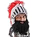 Beard Head Knight Beard Beanie - Funny Knitted Helmet and Fake Beard and Visor Black