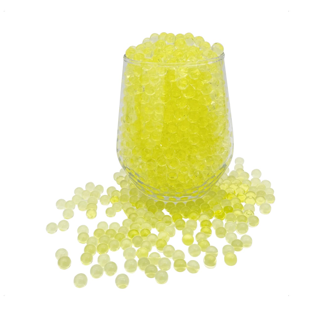 KONFEN Water Beads 20000Pcs Water Gel Soil, Yellow Water Balls Jelly Crystal Beads Gel Ball Water Absorbing Beads for Vases, 100g 7-8mm Vase Fillers for Home Decorations (Yellow)