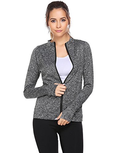 Unibelle Women's Active Full Zip Running Cycling Yoga Jacket with Thumb Holes - Thumbnail 5