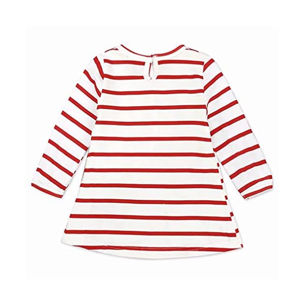 Fashspo Kid Girl Cotton Dress Stripe Long Sleeve Christmas Elk Casual Basic Dress,5T - Image 4
