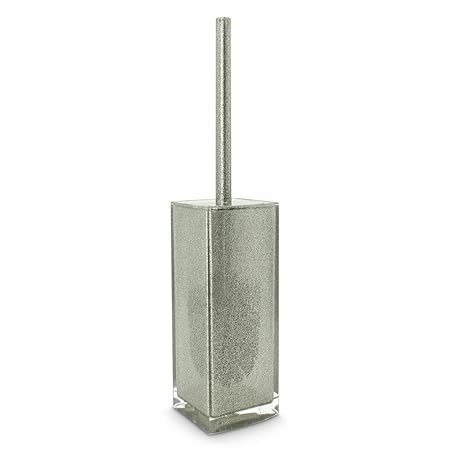 Freelance Sparkle Polystyrene Toilet Brush and Holder, Bathroom Cleaner, Silver