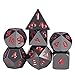 Metal Dice Set D&D, Zinc Alloy 7-Die Polyhedral Dice Set with Red Numbers for Dungeons and Dragons Role Playing Game DND RPG Shadowrun and Math Teaching