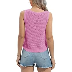 FISACE Womens Summer Crochet Knit Sweater Tank Tops
