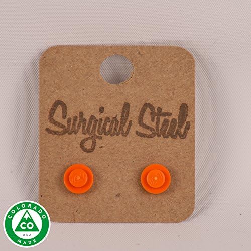 Orange LEGO Round Stud Earrings