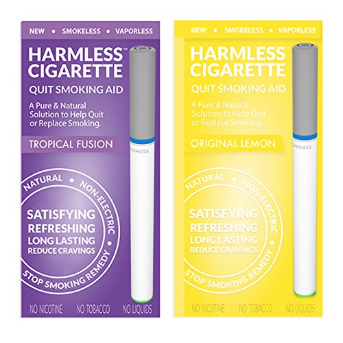 Harmless Cigarette / 4 Week Quit Kit / Stop Smoking Aid / Includes FREE Quit Smoking Support Guide (2 Pack, Original Lemon / Tropical Fusion)