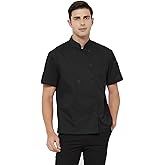 TopTie Short Sleeve Chef Coat Jacket Lightweight Button Chef Uniform