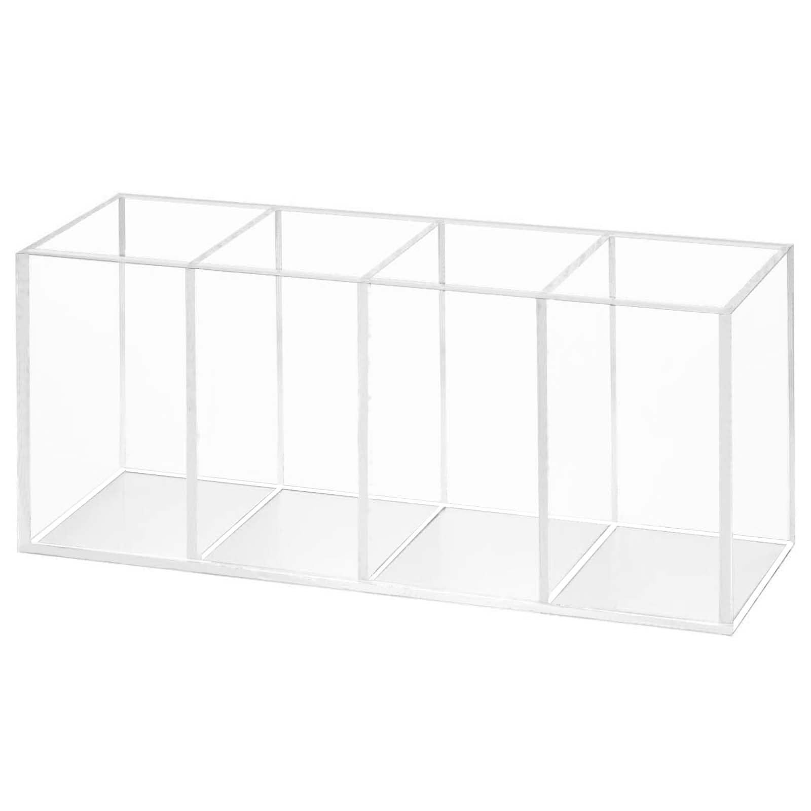 Witeygai 4 Slot Acrylic Makeup Brushes Organiser, Clear Makeup Organiser for Bathroom Drawers, Vanities, Countertops, Office Desk