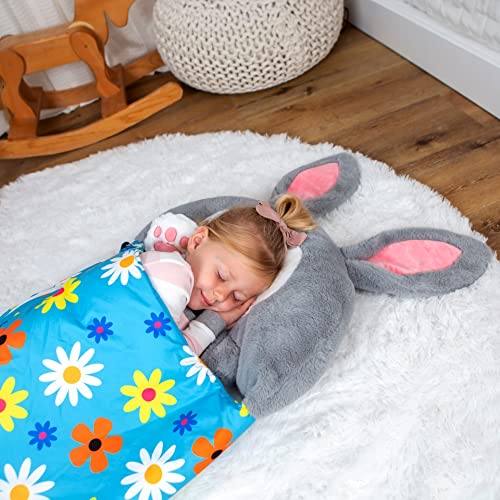 NapFrenz Animal Kids Sleeping Bag. Bunny Rabbit Slumber Bag & Nap Mat