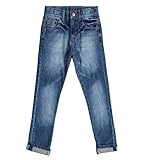 Bienzoe Little Boy's Cotton Adjustable Waist Slim Denim Pants Blue Jeans