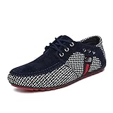 QIDIANTRADE Men's Fashion Casual Boat Gommino Shoes, Lace up Suede Sneaker, Breathable Slip.