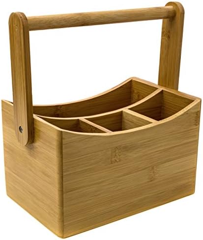 Huswell Bamboo Cutlery Flatware Caddy
