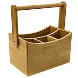 Huswell Bamboo Cutlery Flatware Caddy ()