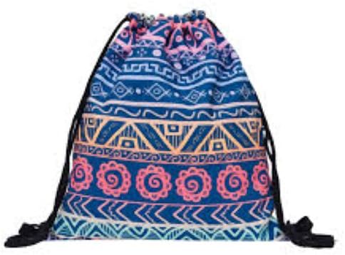 Hippy Pattern Drawstring Bag 3D Printed Cinch Sport Gym Swimming School Rucksack