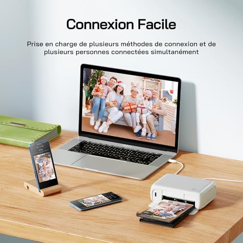 Imprimante Photo instantanée de 54 Feuilles (4 x 6 Pouces), Prend en Charge la Connexion Wi-FI, Applications de retouche Photo créatives pour Smartphone