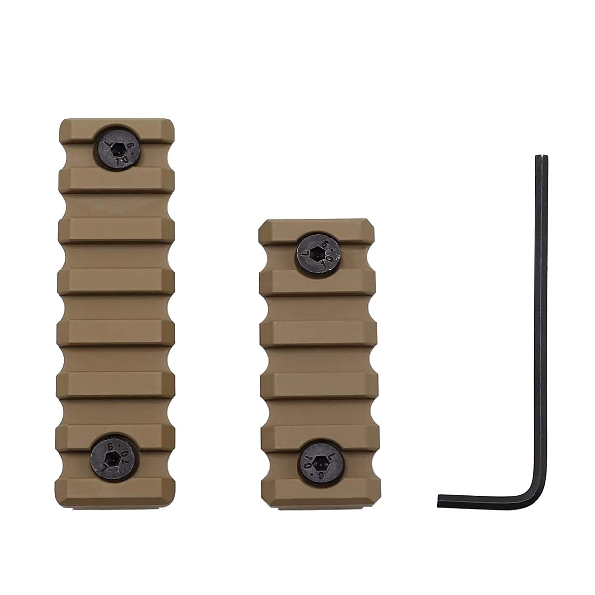 GOODTAC 2-Pack Universal 5 Slots & 7 slots Picatinny Rail Section with Dual Interface Compatible of Keymod & M-system (Tan)