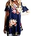 Women's Print Cut Out Off Shoulder Short Sleeve Floral T Shirt Tops Blouse