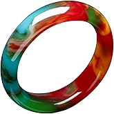BXSMNH Natural Jade Bangle Bracelet for Women Colorful Chinese Elegant Agate Jewelry for Mother Gift (Size : 58mm)