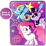 My Little Pony Throw Blanket | Silky Soft & Cuddly Throw 40 X 50 Inches | Features Rainbow Dash, Twilight Sparkle & Pinkie Pie Unicorn | Kids Girls Gift Set Bedroom Home Decor. (Purple)