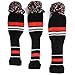 PLAYEAGLE 3 pcs/Set Knitting Golf Clubs Headcover Driver Cover(460cc),Fairway Wood Head Covers for Taylormade,Callaway,Titleist and More Brand (Black & Red)