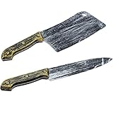Tigerdoe Fake Knife Props - 2 Pack - Cleaver & Butcher Knife Set - Halloween Costume Props - Fake Knives Set