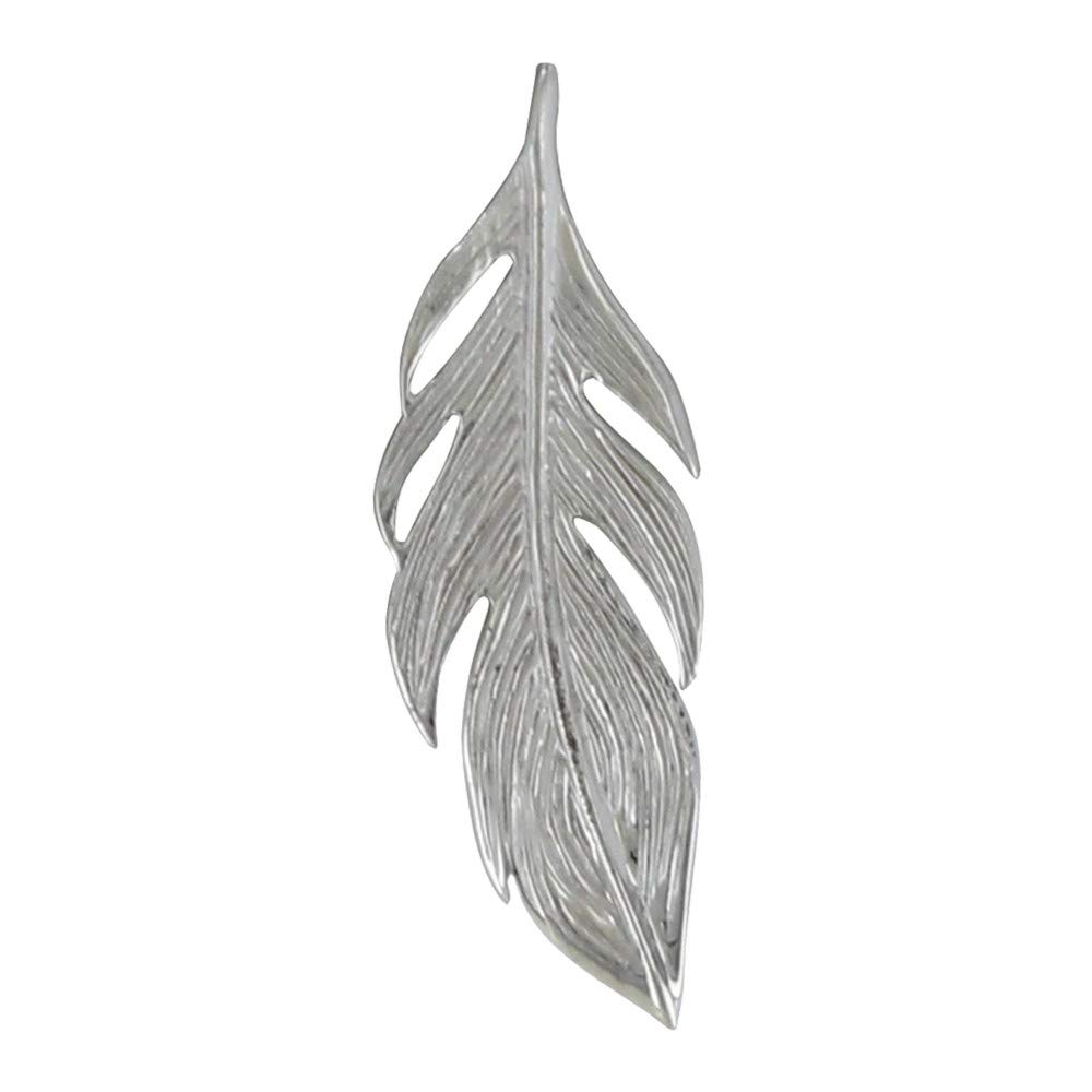 LES POULETTES BIJOUX - Rhodium 925 Silver Pendant Small Feather - Small Model