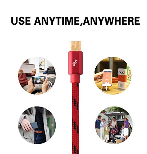 Dimi Micro USB Cable 6.5ft Nylon Braided Fast Quick Charger Cable, Durable Charging Cable USB to Micro USB 2.0 Android Charging Cord for Samsung, HTC, Motorola, Nokia, Android And More , Red