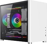 GameMax Spark Micro-ATX Gaming PC Case Dual Tempered Glass USB3 Type C White view 7