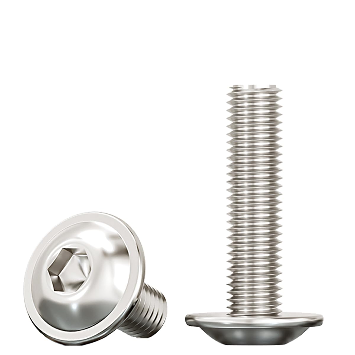 Drenky M8 Flanged Button Head Screws 30mm - 10 Pack 304 Stainless Steel Hexagon Socket Pan Machine Screws, Rustproof — image 1