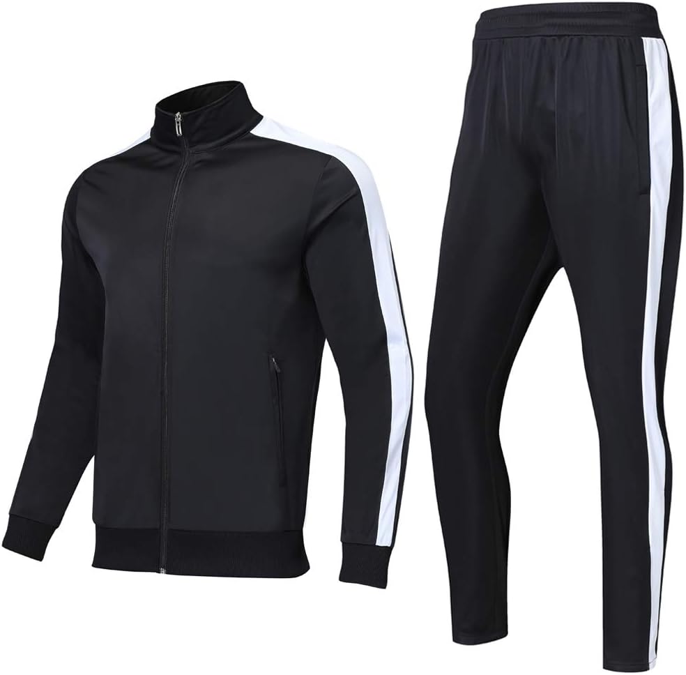 Shinestone Mens Tracksuit Set Sports Gym Training Suits Sportswear Sets with Full Zipper for Men
