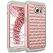 RANZ SAMS7-SPFPD- Galaxy S7 Case, Spot Diamond Studded Bling Crystal Rhinestone, Dual Layer Hybrid Cover, Silicone Rubber Skin Hard Case - Grey/Rose Gold
