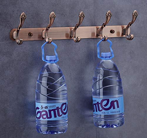 Wall Mounted Coat Rack Hooks - Metal Wall Hooks Rail Heavy Duty 5 Double Coat Hanger Hook Stainless Steel Hooks Wall Mount for Coat Hat Towel Entryway Bedrooms Kitchen Bathroom Mudroom Antique Copper
