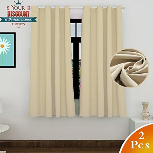 LEFENG Blackout Curtains Room Darkening Solid Thermal Insulated Grommet Christmas Black Out Window Curtain For Living Room/Bedroom 3 year warranty (2 Panels, W52 X L63 Inches, Yellow)
