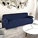 Obstal Stretch Spandex Sofa Cover, 3 Seat Couch Covers for Living Room, Non Slip Sofa Slipcover with Elastic Bottom, Navy Blue Sofa Couch Coverings Furniture Protector for Dogs, Cats, Pets, and Kids