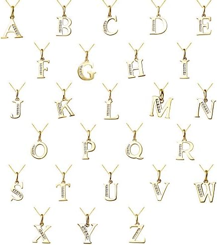 Name Diamond Initial Solitaire A B C D E F G H I J K L M N O P Q R S T U V WX Y Z Pendant 14K Yellow Gold