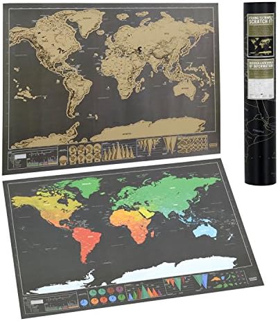 16.7" x 11.8" Scratch Off World Map Travel Map Poster Unique Gift for Travelers, Mark Your Vacations, Best Quality(Scratch Off World Map)