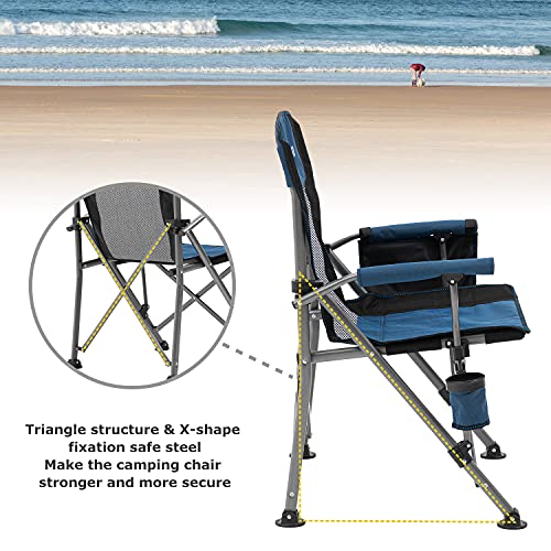 XGEAR High Back Camping Chair Portable Camp Chair Hard Arm Folding