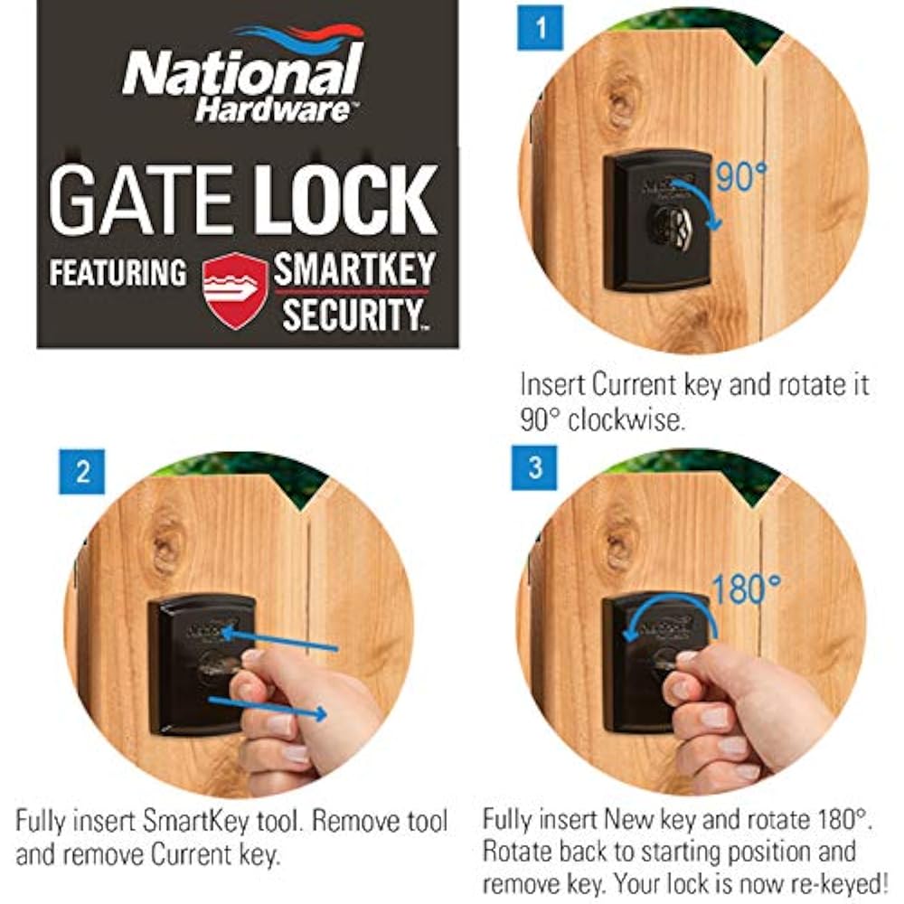 SmartKey Gate Lock N109080 Vinyl Wooden Fences, Black Home Improvement