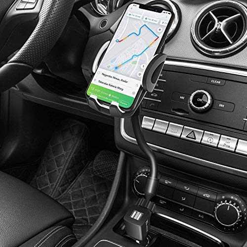 3in1 Car Mount, Amoner Cigarette Lighter Cell Phone Holder with Dual Port USB Charger, Adjust