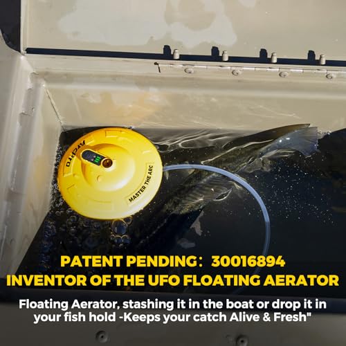 Arcpro Floating & Rechargeable Bait Bucket Aerator, IPX7 Waterproof with Magnetic Charging, Ultra-Quiet Bubbler for Live Minnows, Portable Aerator for Fishing